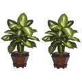 Dare2Decor Dieffenbachia with Wood Vase Silk Plant DA1644694